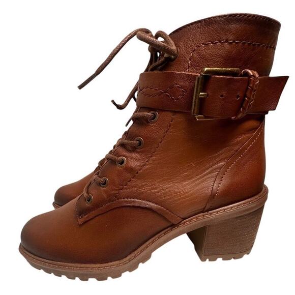 NWOB Lace Up Y2K Combat Booties Women’s Sz 10 Buttery Soft Leather Western Boho - Picture 5 of 16